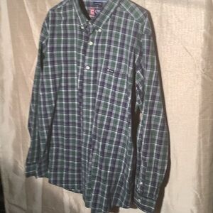 Chaps Green and Blue Plaid Button Down Shirt